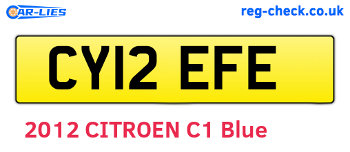 CY12EFE are the vehicle registration plates.