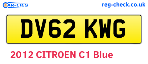 DV62KWG are the vehicle registration plates.