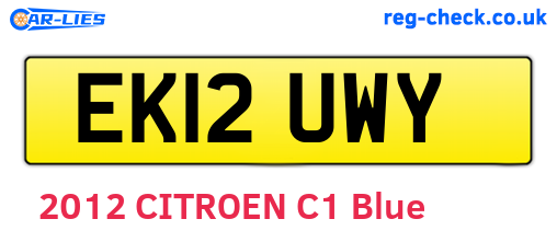 EK12UWY are the vehicle registration plates.