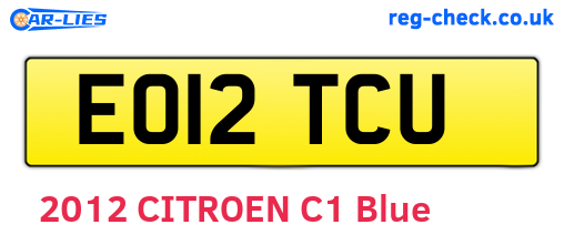 EO12TCU are the vehicle registration plates.