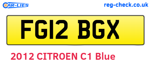 FG12BGX are the vehicle registration plates.