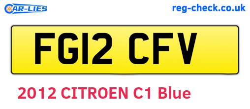 FG12CFV are the vehicle registration plates.