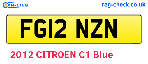 FG12NZN are the vehicle registration plates.