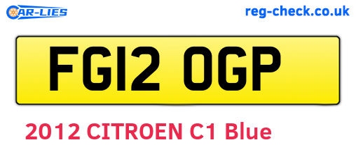 FG12OGP are the vehicle registration plates.