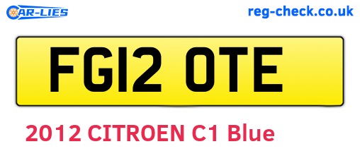 FG12OTE are the vehicle registration plates.