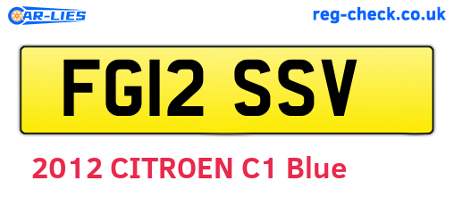 FG12SSV are the vehicle registration plates.