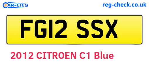 FG12SSX are the vehicle registration plates.