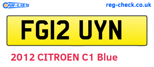 FG12UYN are the vehicle registration plates.