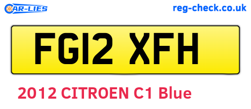 FG12XFH are the vehicle registration plates.