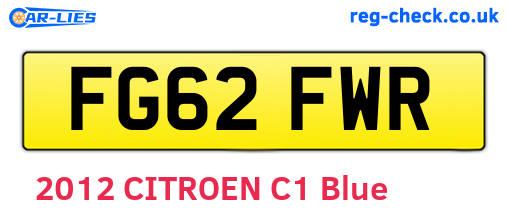 FG62FWR are the vehicle registration plates.