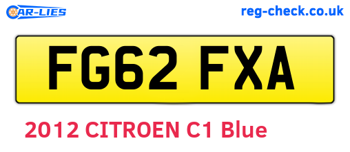 FG62FXA are the vehicle registration plates.