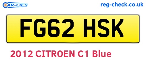 FG62HSK are the vehicle registration plates.