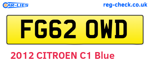 FG62OWD are the vehicle registration plates.