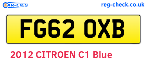 FG62OXB are the vehicle registration plates.