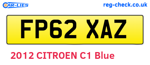 FP62XAZ are the vehicle registration plates.
