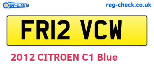 FR12VCW are the vehicle registration plates.