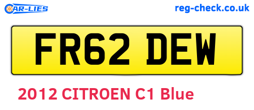FR62DEW are the vehicle registration plates.