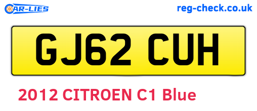 GJ62CUH are the vehicle registration plates.