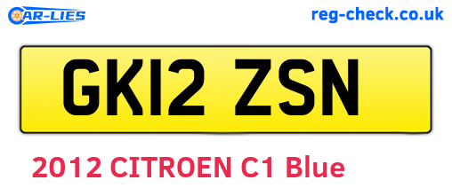 GK12ZSN are the vehicle registration plates.