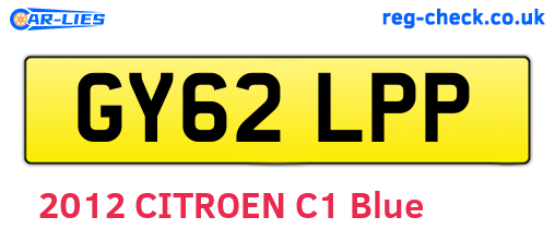 GY62LPP are the vehicle registration plates.