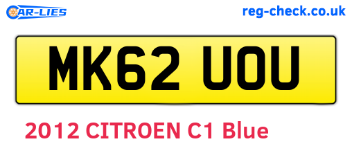 MK62UOU are the vehicle registration plates.