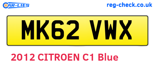 MK62VWX are the vehicle registration plates.