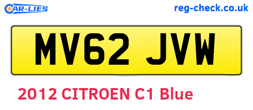 MV62JVW are the vehicle registration plates.