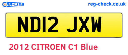 ND12JXW are the vehicle registration plates.