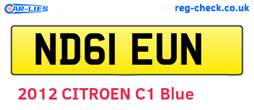 ND61EUN are the vehicle registration plates.
