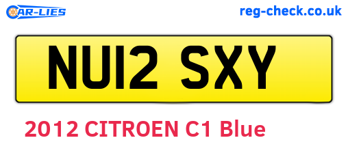 NU12SXY are the vehicle registration plates.