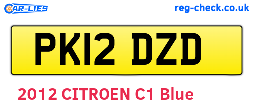 PK12DZD are the vehicle registration plates.