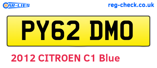 PY62DMO are the vehicle registration plates.