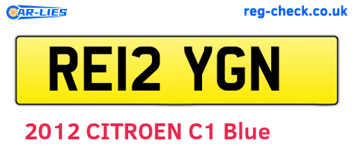 RE12YGN are the vehicle registration plates.