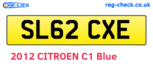 SL62CXE are the vehicle registration plates.