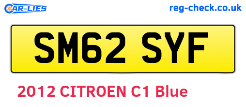 SM62SYF are the vehicle registration plates.