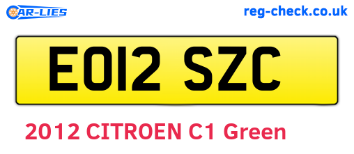 EO12SZC are the vehicle registration plates.