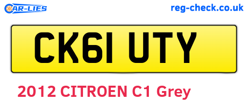 CK61UTY are the vehicle registration plates.