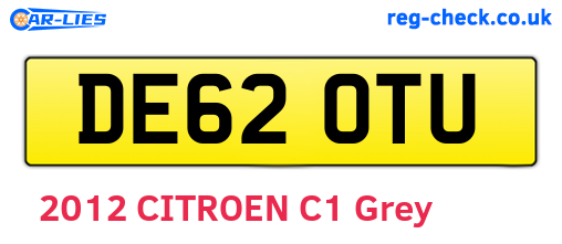 DE62OTU are the vehicle registration plates.