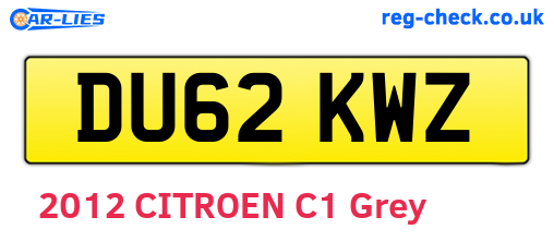DU62KWZ are the vehicle registration plates.