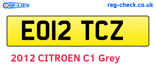 EO12TCZ are the vehicle registration plates.