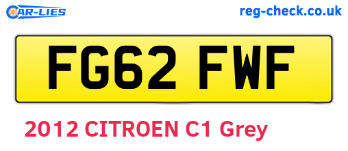 FG62FWF are the vehicle registration plates.
