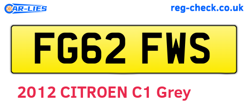 FG62FWS are the vehicle registration plates.