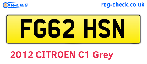 FG62HSN are the vehicle registration plates.