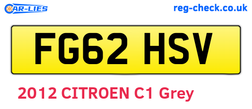 FG62HSV are the vehicle registration plates.