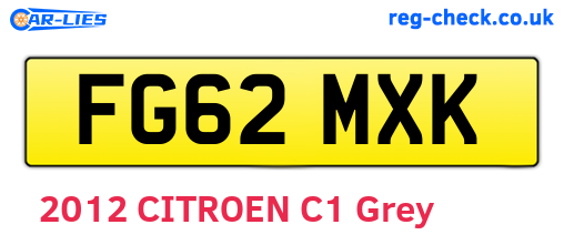 FG62MXK are the vehicle registration plates.