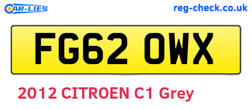 FG62OWX are the vehicle registration plates.