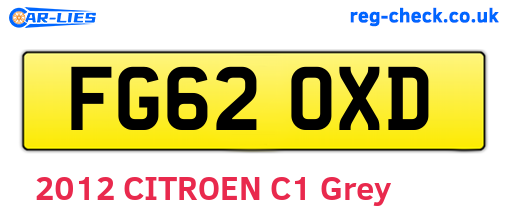 FG62OXD are the vehicle registration plates.