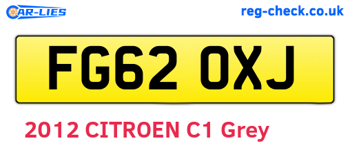 FG62OXJ are the vehicle registration plates.