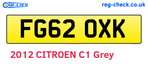 FG62OXK are the vehicle registration plates.