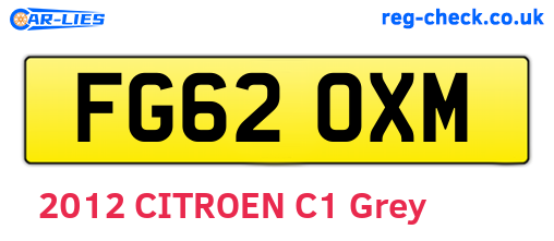 FG62OXM are the vehicle registration plates.